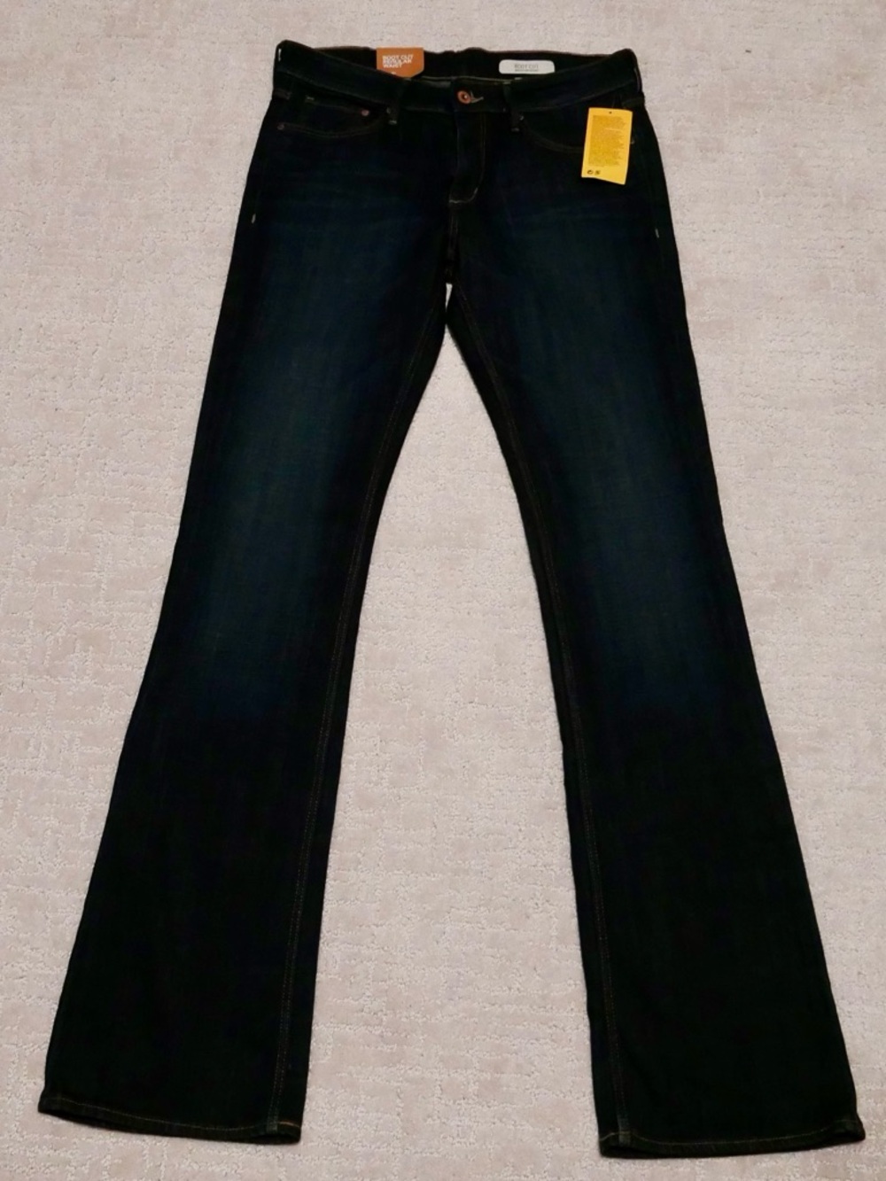 H&M &Denim Mens Bootcut Regular Waist‎ Dark Wash Jeans 28x34 Indigo NEW